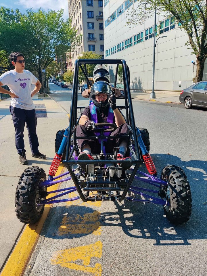 Car on a shakedown test on campus